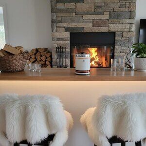 Mid Century Modern White Ice Bucket with Tongs